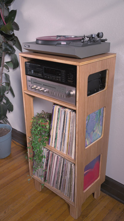White Oak "Setlist" Vinyl Record Turntable Cabinet
