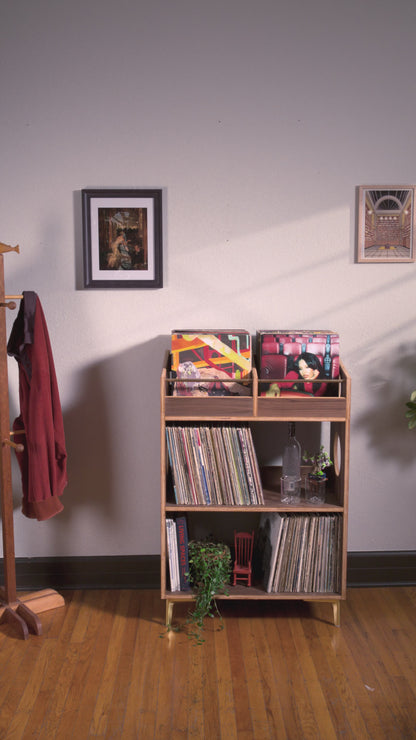 Walnut "Double Runout" Vinyl Record Storage Cabinet